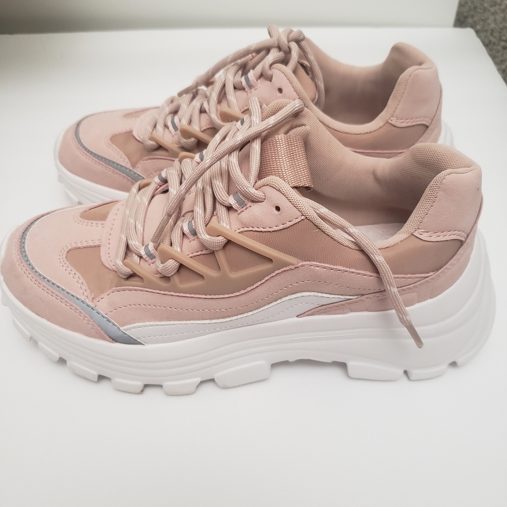 Zara Chunky Blush Pink Sneakers Size 6.5